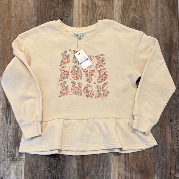 Lucky BRAND Cream Floral Sweatshirt with Peplum Hem - Picture 1 of 3